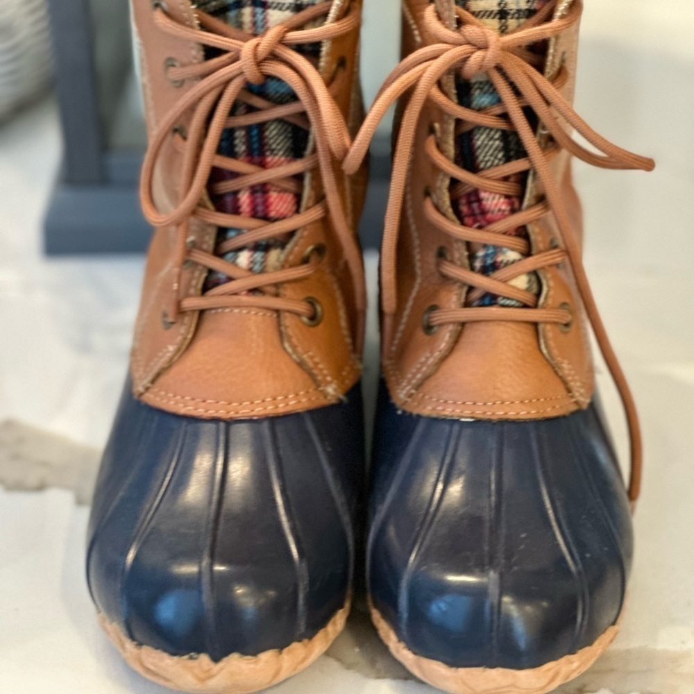 Original Duck Dede Womens Sporto Boots Size 9 Waterproof Plaid Lining